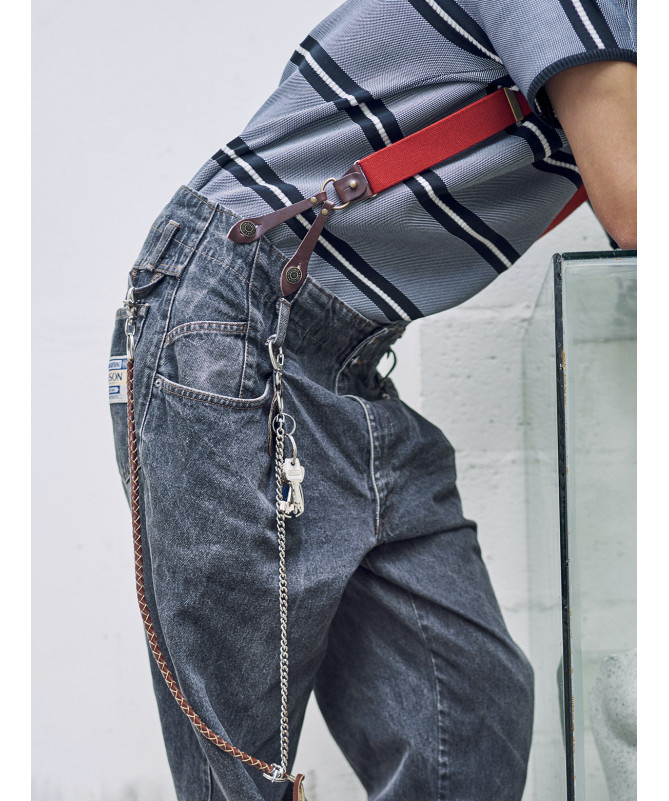 Selvedge wide men's braces / suspenders – Terracotta