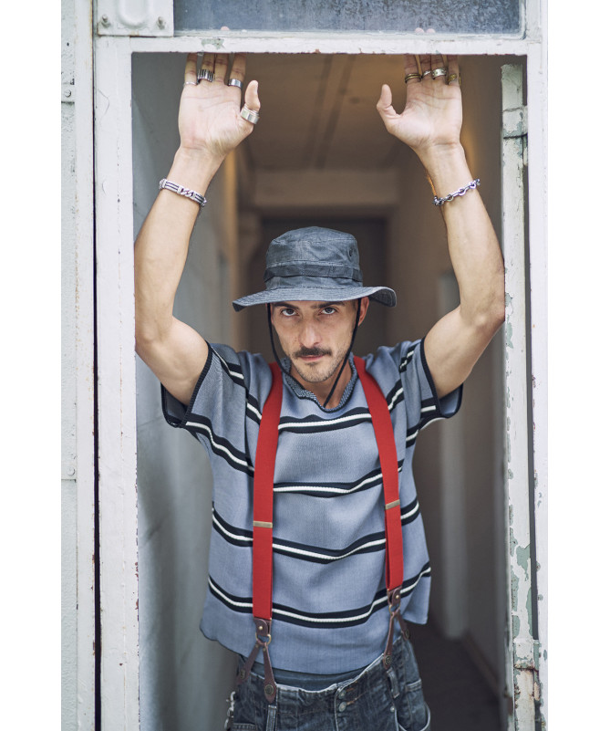 Selvedge wide men's braces / suspenders – Terracotta