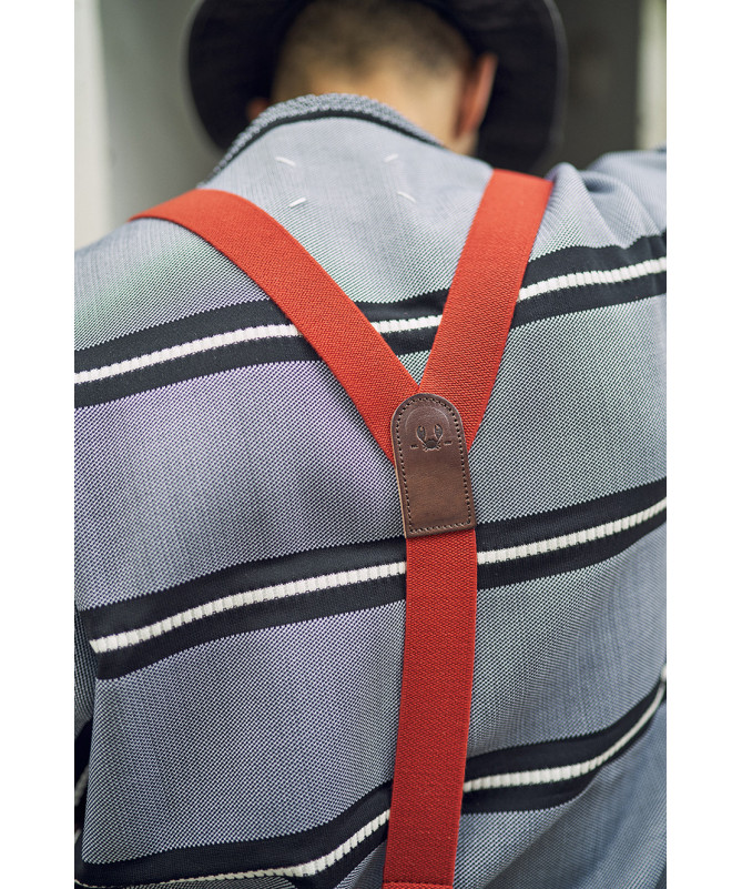 Selvedge wide men's braces / suspenders – Terracotta