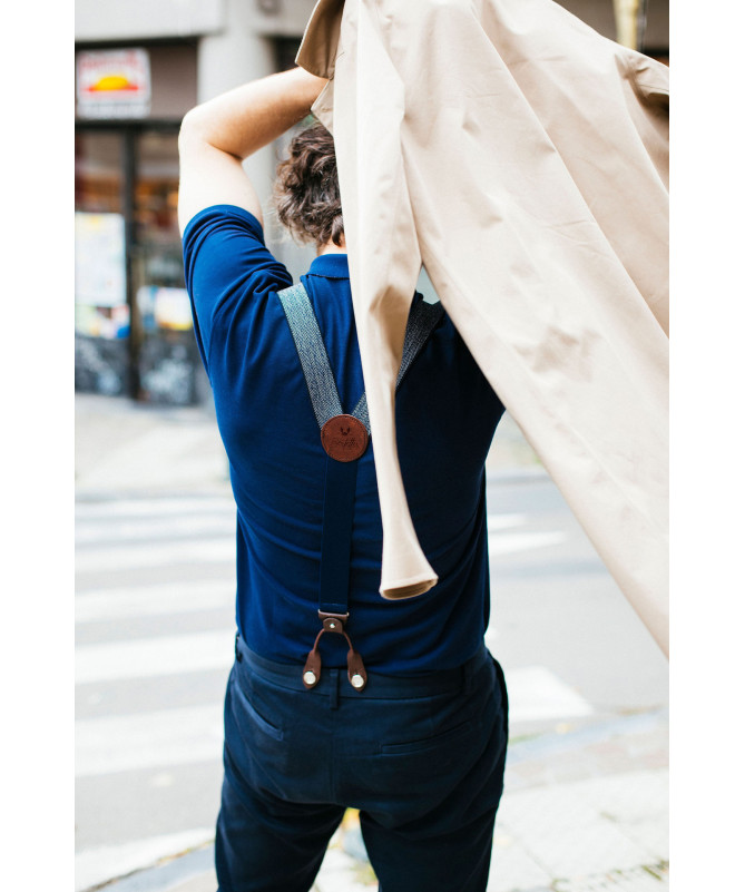 Bretelles larges Superior - Chevron bleu marine