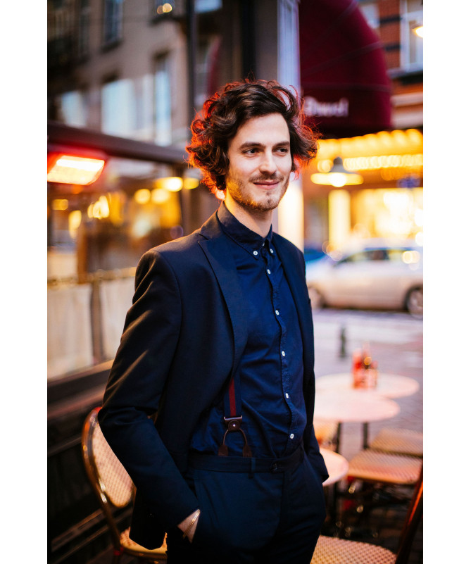 Bretelles homme larges Superior - Rayure bordeaux sur bleu marine - Bertelles