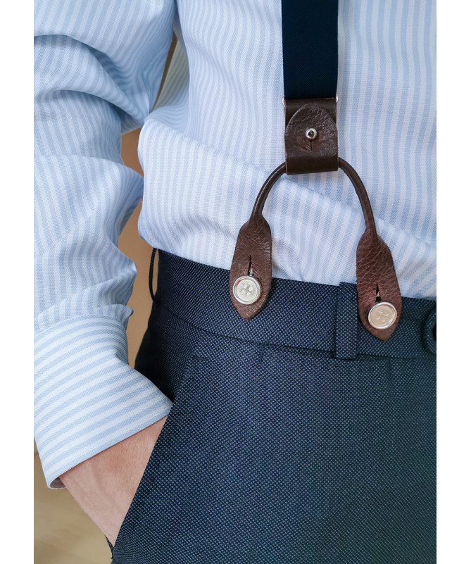 Superior thin men's braces / suspenders – Navy