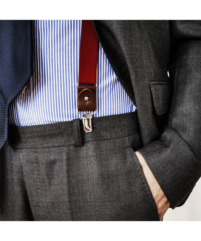 Superior thin men's braces / suspenders – Wine