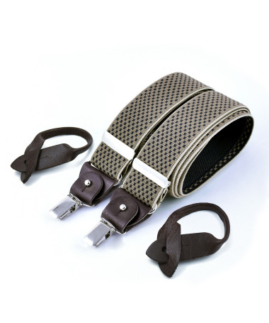 Bretelles homme larges Superior - Croix navy sur beige