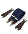 Bretelles larges Selvedge cuir buffalo - Bleu marine - Bertelles