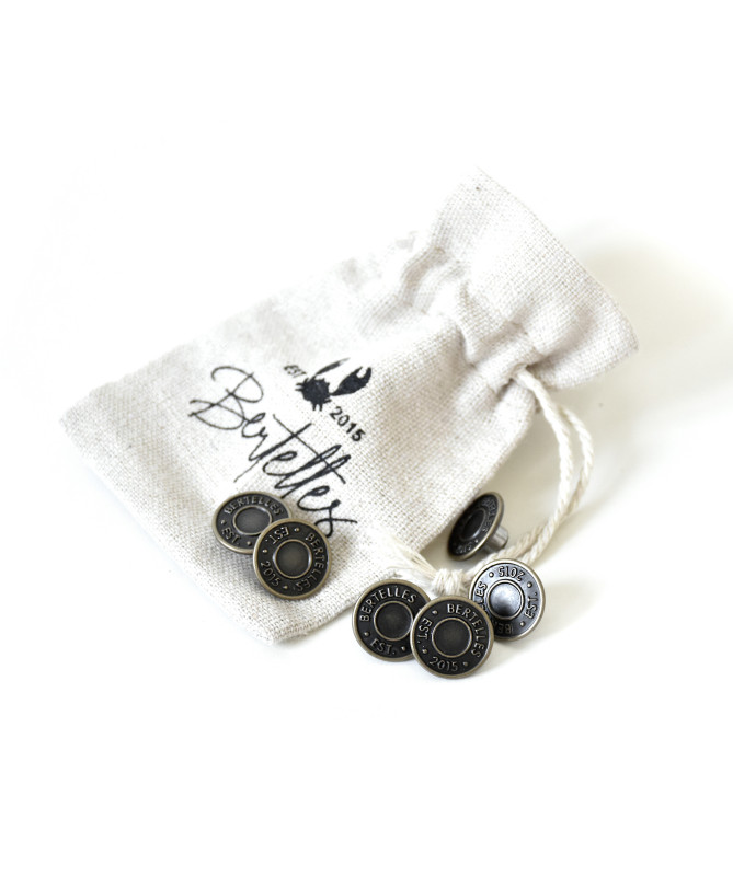 Bretelles larges Selvedge cuir cognac - Rayure écru sur gris - Bertelles