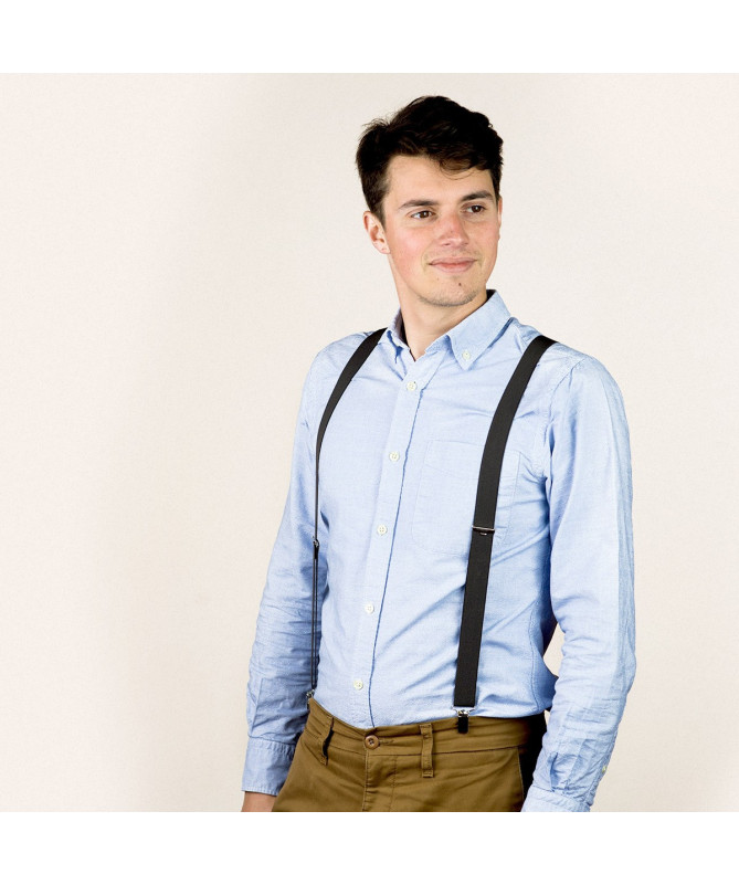 Thin clip-on men's braces / suspenders – Brown