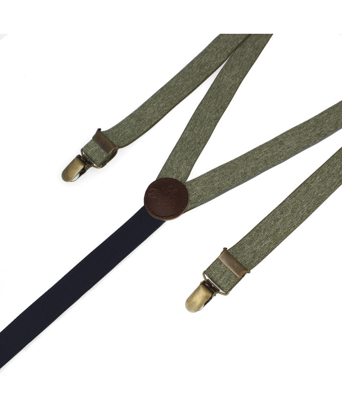 Thin clip-on men's braces / suspenders – Forest tweed