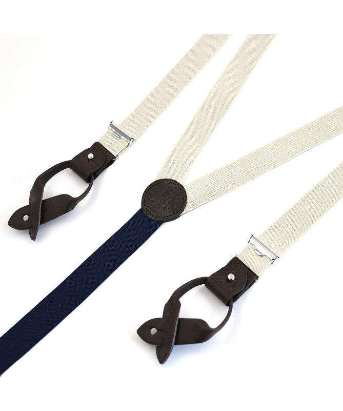 Superior thin men's braces / suspenders – Sahara beige – Bertelles