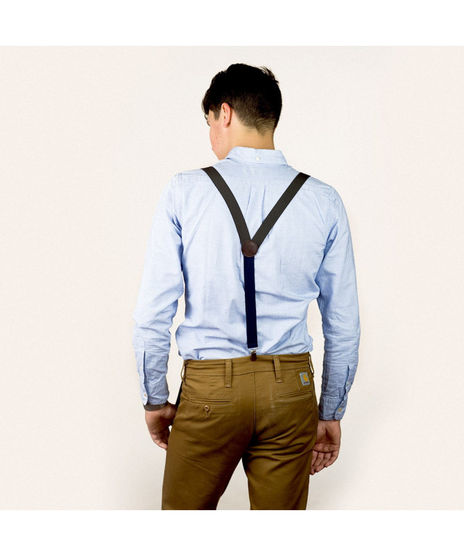 Thin clip-on men's braces / suspenders – Brown