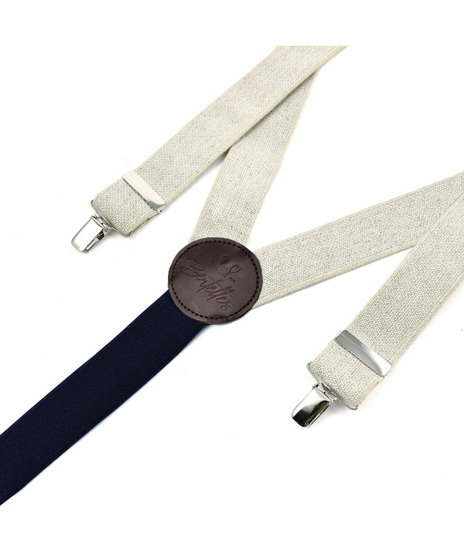 Wide clip-on men's braces / suspenders – Off-white