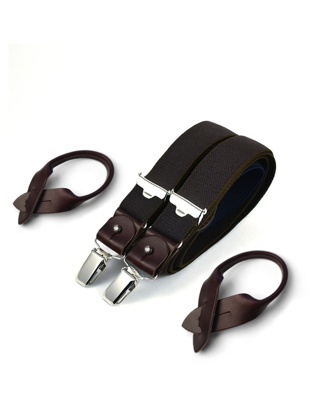 Superior thin men's braces / suspenders – Navy