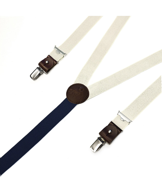 Thin clip-on men's braces / suspenders with leather details – Sahara beige