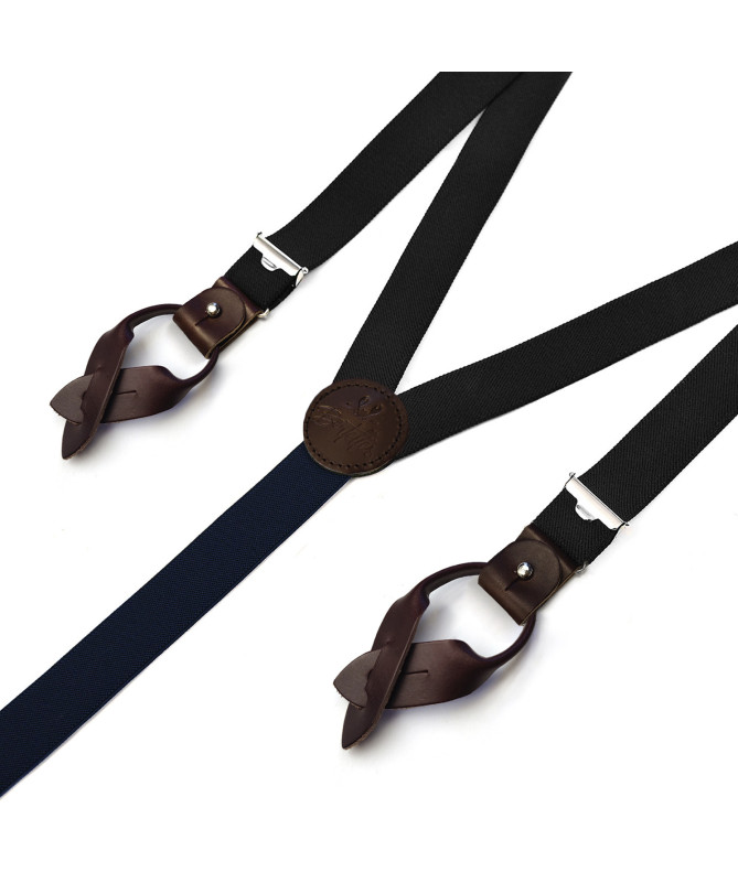 Superior thin men's braces / suspenders – Navy