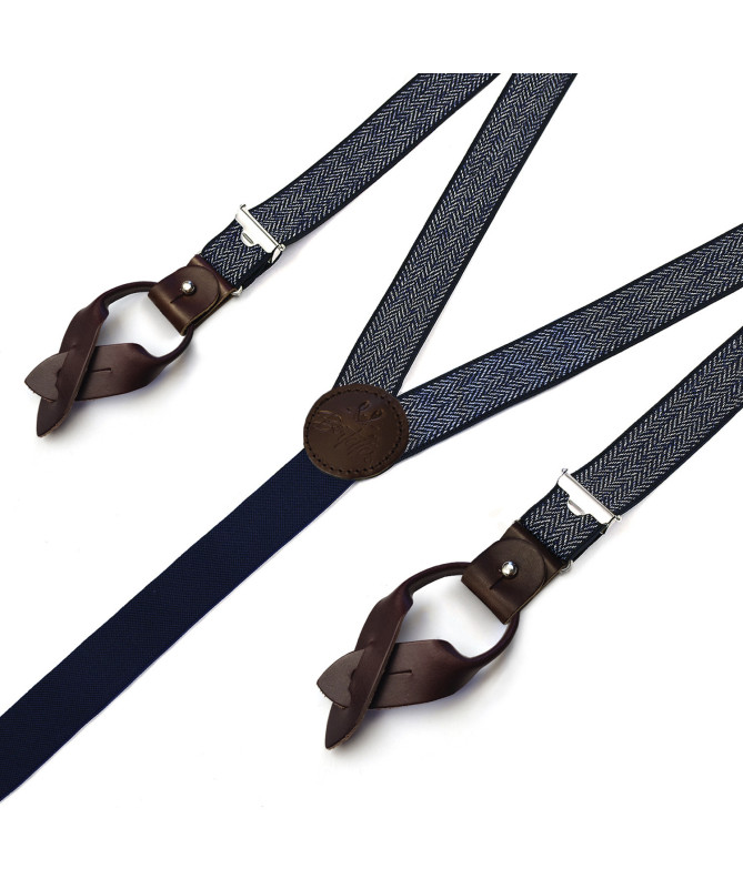 Superior thin men's braces / suspenders – Navy