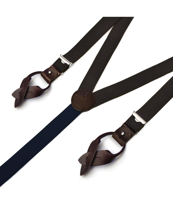 Superior thin men's braces / suspenders – Navy