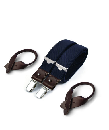 Superior thin men's braces / suspenders – Navy