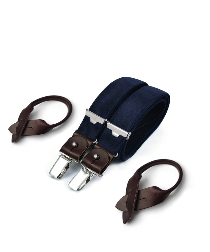 Superior thin men's braces / suspenders – Navy