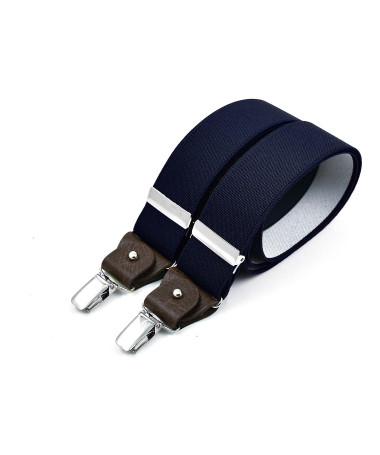 copy of Bretelles Larges à pinces et cuir – Bleu marine
