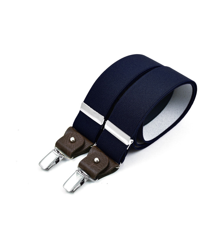 copy of Bretelles Larges à pinces et cuir – Bleu marine