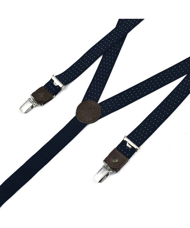 copy of Bretelles Fines Navy à pois blancs et cuir