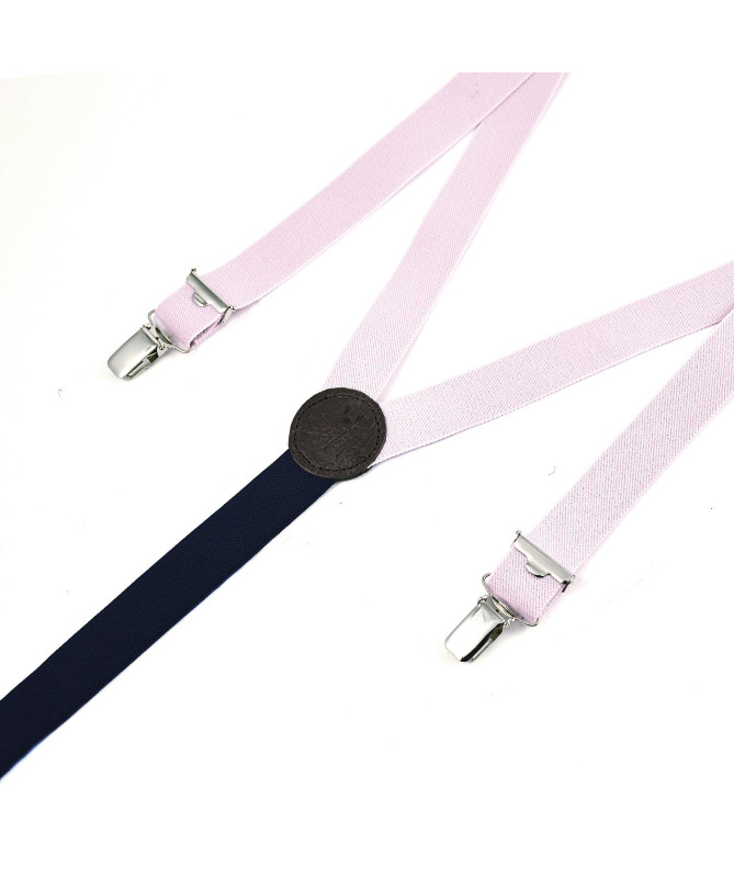 Paire de bretelles élastiques fines pour homme pinces baby rose