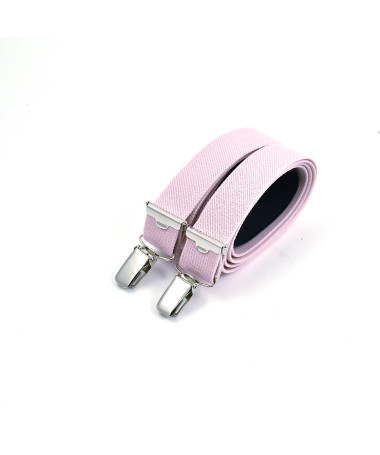 Thin clip-on men's braces / suspenders – Baby pink