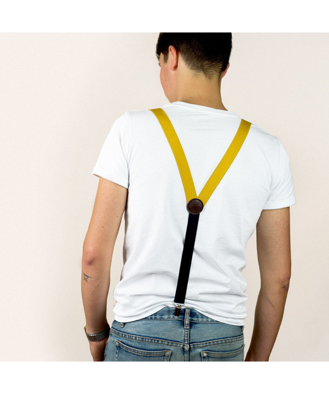 Thin clip-on men's braces / suspenders – Yellow