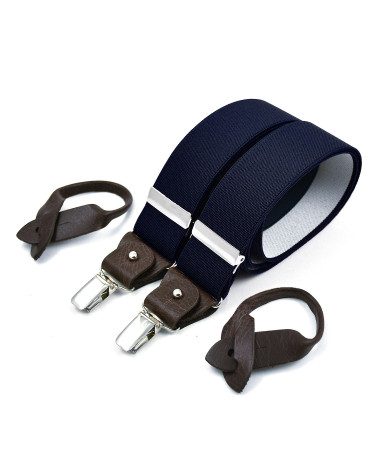 Superior wide men's braces / suspenders – Navy